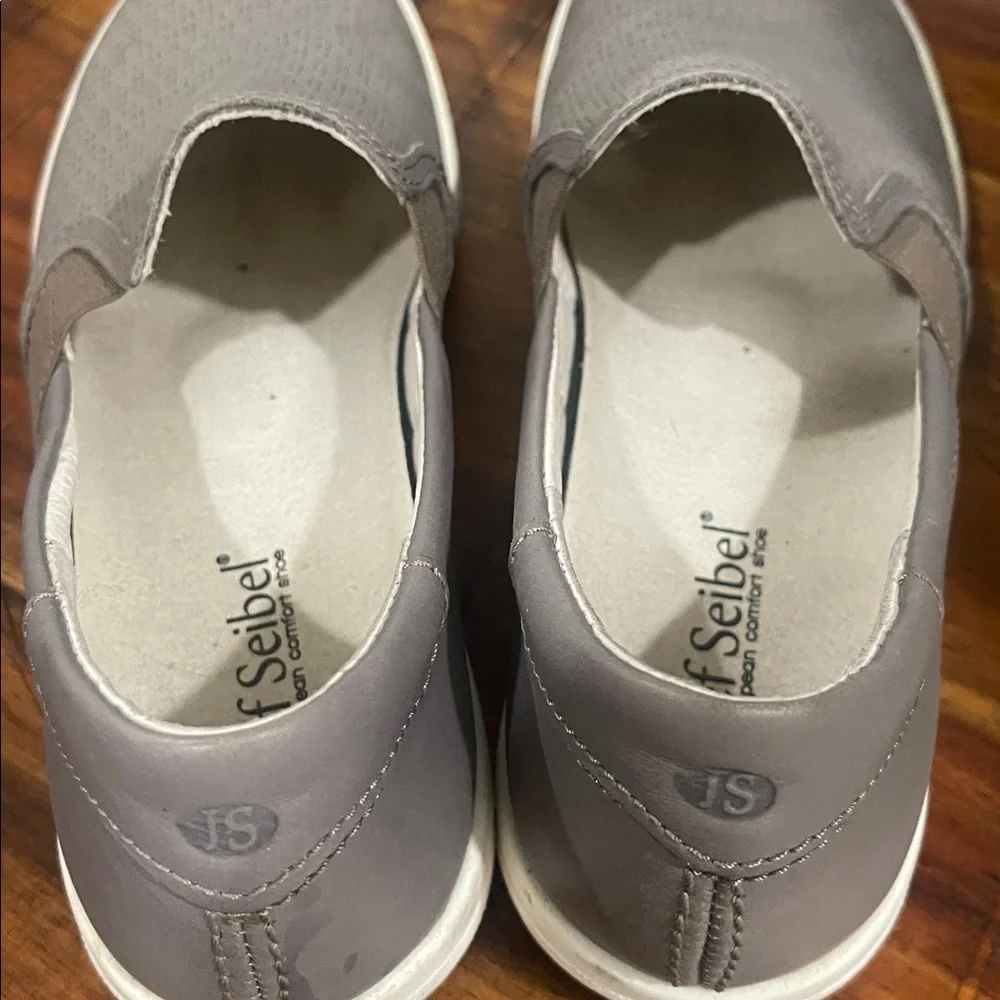 Josef Seibel Grey Leather Flat Slip On Sneakers Size 7 - 7.5 - Picture 5 of 13